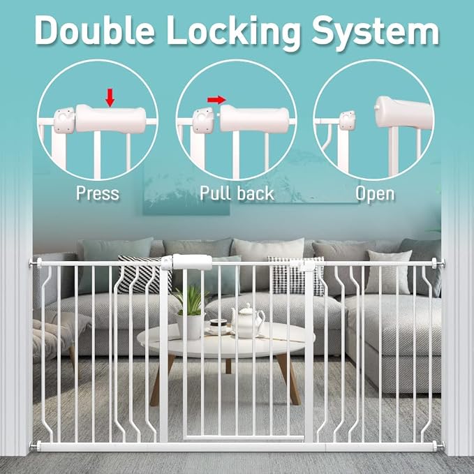WAOWAO Baby Gate 33.86-38.55" Extra Wide Pressure Mounted Walk Through Swing - Image 4