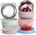 Baby Suction Bowls with Lids 4-Pack, 2-in-1 Stainless Steel 304 Toddler Bowl & by Bakpoco