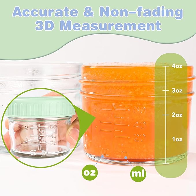 8 Pack Glass Baby Food Storage Containers, 4 oz Leakproof Baby Food Jars - Image 5