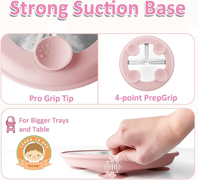 Stainless Steel Suction Plates for Toddlers, Non Toxic Non Slip Portion Control - Image 4
