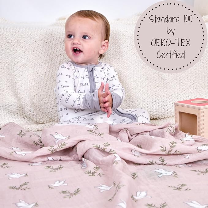 LollyBanks Baby Blanket, 100% Cotton Muslin Swaddle, Soft 47 x 47 Inches - Image 4