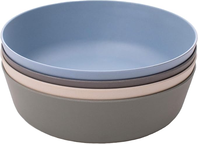 WeeSprout Bamboo Kids Bowls, Set of Four 15 oz Kid-Sized Dinnerware, Leftovers by WeeSprout