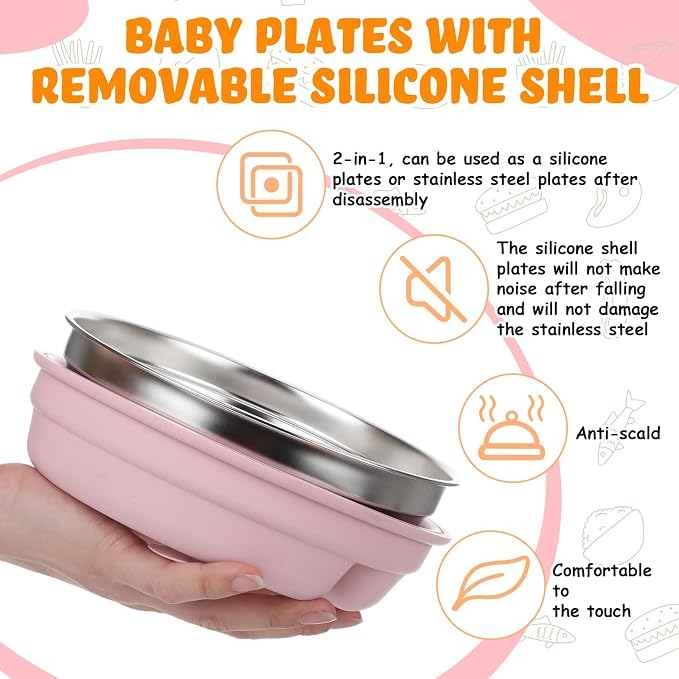 Nuogo 1 Pcs Stainless Steel Baby Suction Plates - Image 4