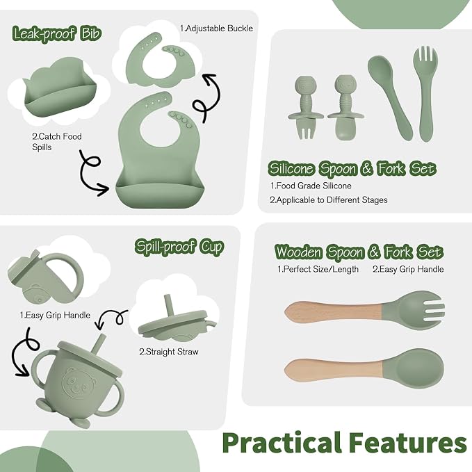 Baby Led Weaning Supplies, 17 Piece BPA-Free Silicone Feeding Set, Eating - Image 4