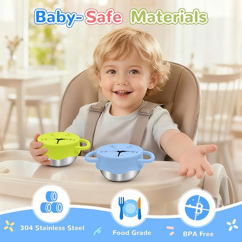 2 Pack Toddler Snack Containers –13.5oz Food Grade Stainless Steel Snack Cups - Image 2