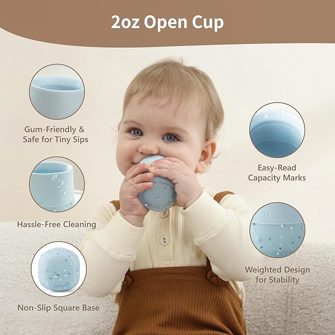 Moonkie Baby Training Cup & Sippy Cup Set | 4 Months+ | Baby-Led Weaning - Image 2
