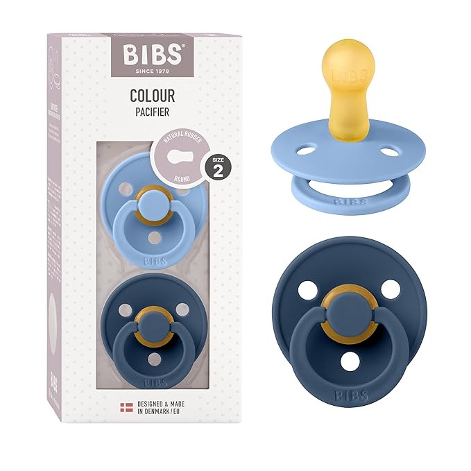 BIBS Pacifiers Colour Collection | Natural Rubber Baby Pacifier | Round Nipple by BIBS