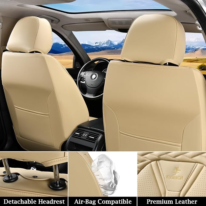 FLORICH Leather Seat Covers, Seat Covers Full Set, Car Seat Protectors 5 Seats - Image 5