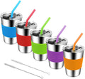 Kids Cups with Straws and Lids, 5 Pack 12oz Spill Proof Toddlers Straws Tumbler by Vermida