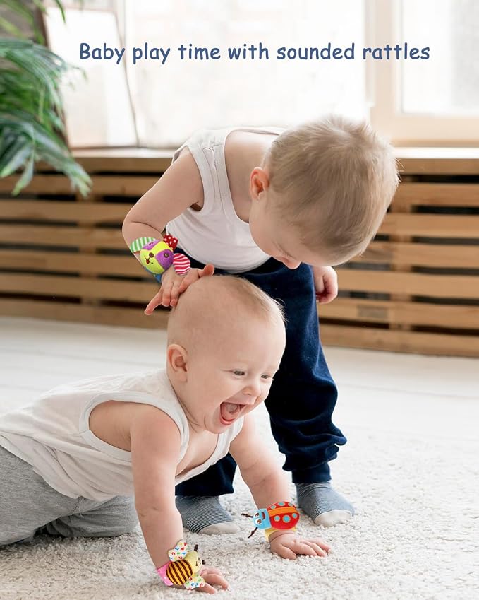 Bloobloomax Soft Baby Rattle Wrist Rattle Foot Finder Socks Set, Cotton and - Image 5