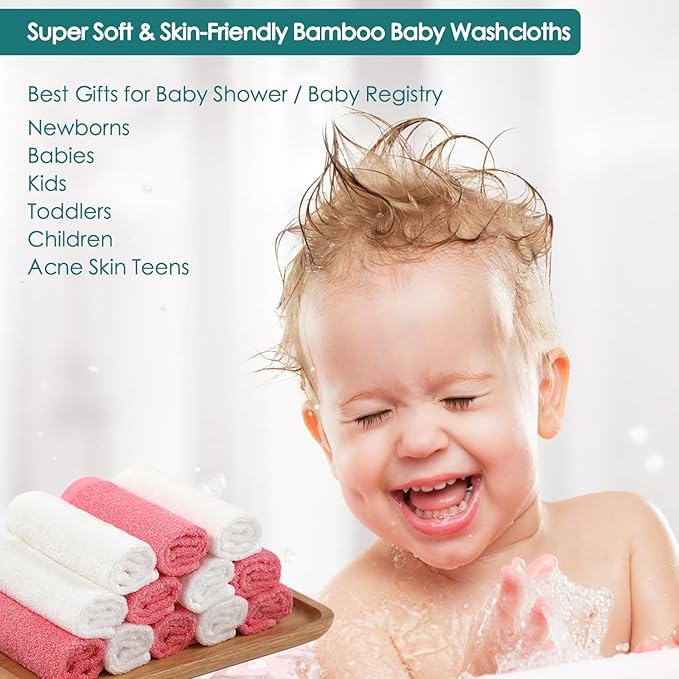 Baby Washcloths 12 Pack, 10x10 inch Heavenly Soft Wash Cloth - Image 5