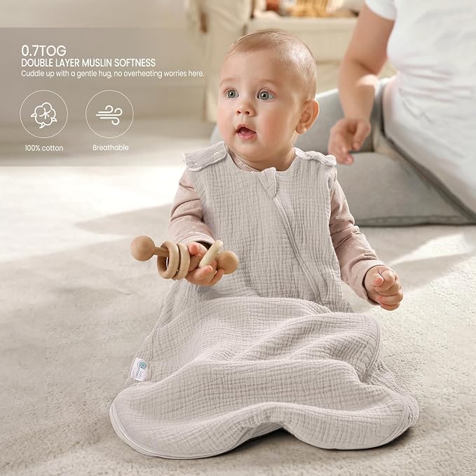 lulumoon Sleep Sack Muslin for Baby: Cotton Wearable Blanket for 3-9 Months - Image 8