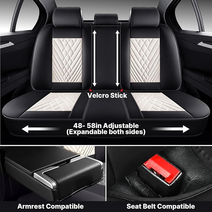 Car Seat Covers, Waterproof PU Leather Automotive Seat Covers Full Set - Image 5
