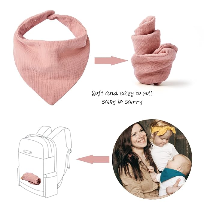 Konssy Muslin Baby Bibs 10 Pack Baby Bandana Drool Bibs 100% Cotton - Image 5