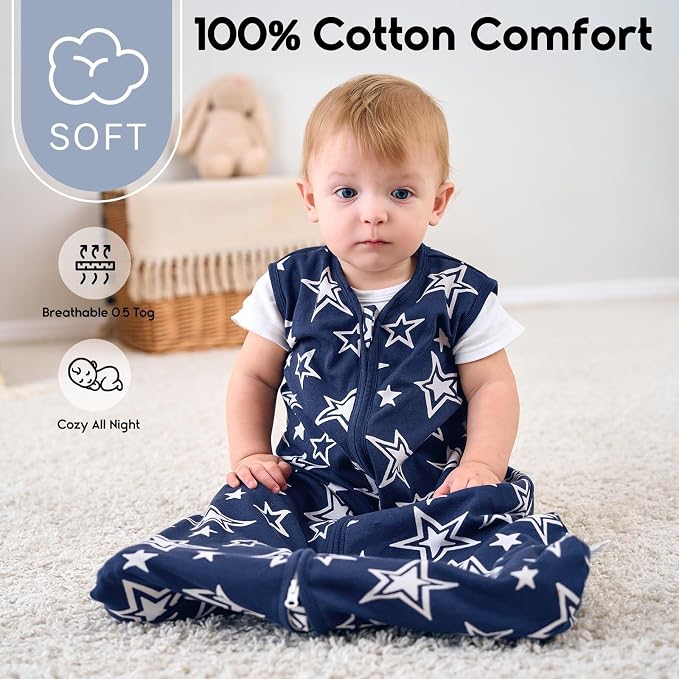 Yoofoss Baby Sleep Sack 0-6 Months 0.5 Tog Wearable Blanket - Image 2
