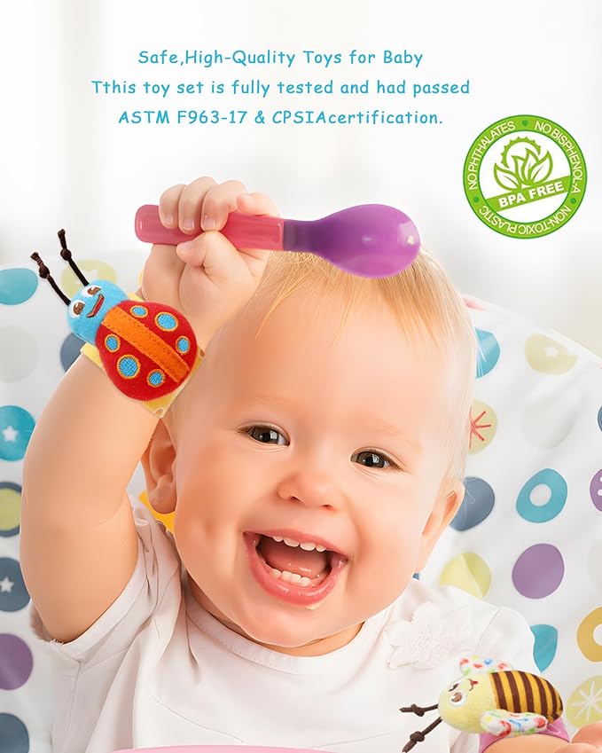 Wrist Rattles Foot Finder Rattle Sock Baby Toy, Rattle Toy, Arm Hand Bracelet - Image 3