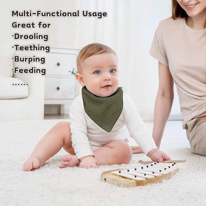 Susurration Muslin Baby Drool Bibs 6Pack Soft Triangular Adjustable Baby - Image 3