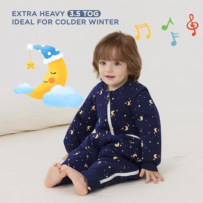 Duomiaomiao 3.5 TOG Toddler Sleep Sack 2-3T 100% Cotton Winter Side Open Zipper - Image 2