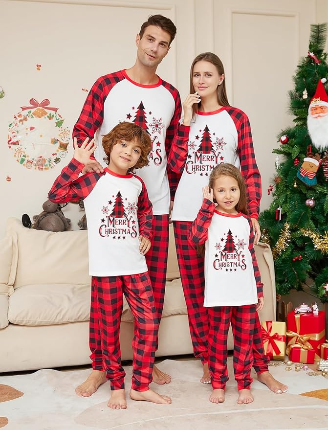 Awoscut Christmas Family Matching Pajamas Christmas Pjs Holiday Nightwear - Image 2