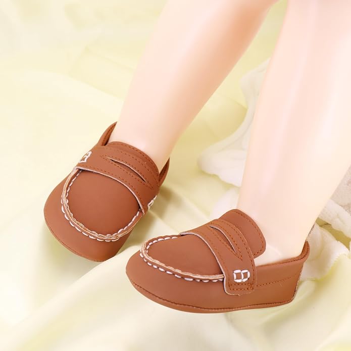 LONSOEN Baby Girls Boys Loafers Prewalker Dress Crib Shoes - Image 4