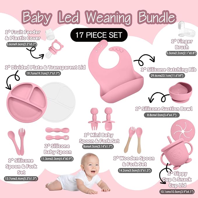 Baby Led Weaning Supplies, 17 Piece BPA-Free Silicone Feeding Set, Eating - Image 2
