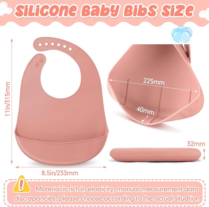 Mepase Silicone Bibs Waterproof Silicone Baby Bibs Soft Adjustable Baby Feeding - Image 2