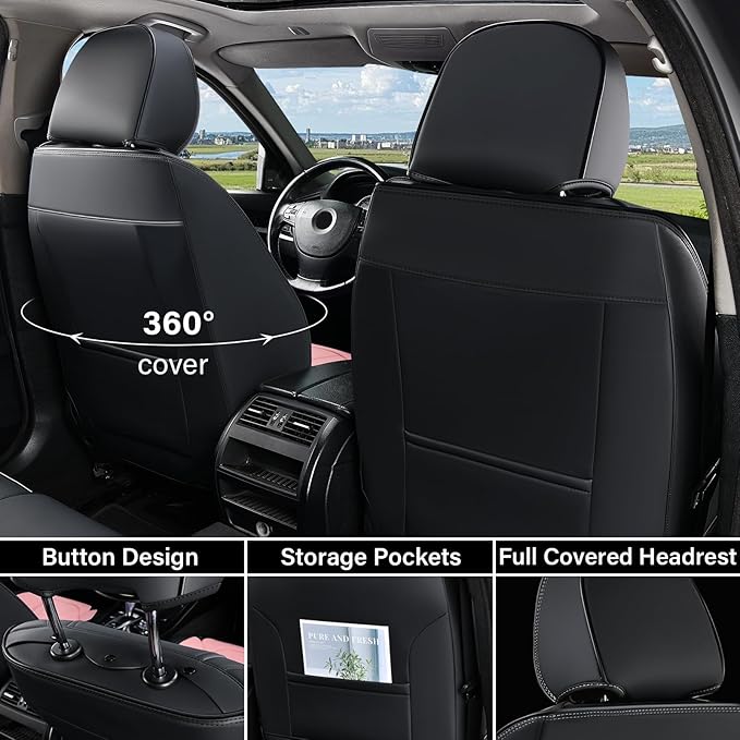 Coverado Front Seat Covers, Car Seat Covers Front Seats, Leather Seat Covers - Image 2