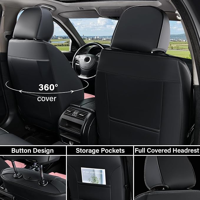 Coverado Car Seat Covers Full Set, Car Seat Protectors Leather Seat Covers - Image 2