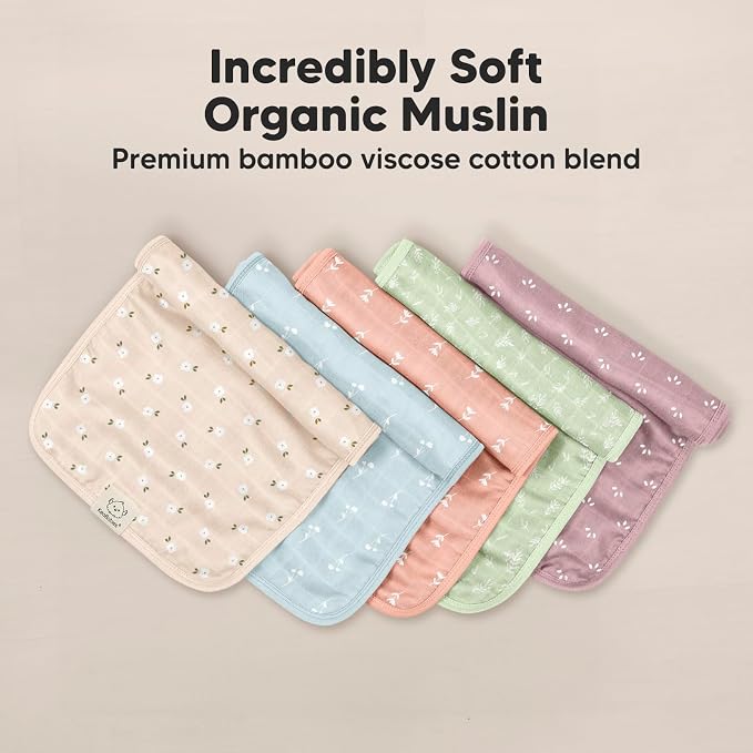 5-Pack Cotton Muslin Burp Cloths Baby Girls, Boys - Image 4