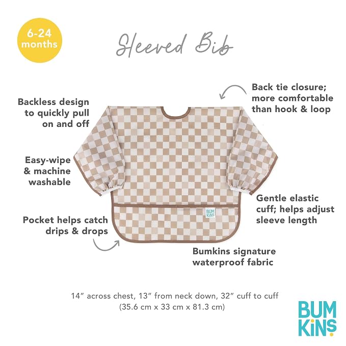 Bumkins Sleeved Bib for Girl or Boy, Baby and Toddler for 6-24 Mos, Essential - Image 5