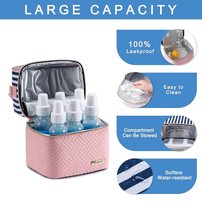 Breastmilk Cooler Bag with Ice Pack Fits 6 Baby Bottles up to 9 Ounce, Breast - Image 4
