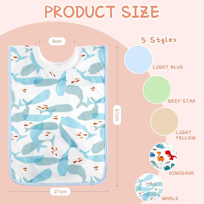 Newwiee 5 Pcs Large Towel Bib Toddler - Image 2