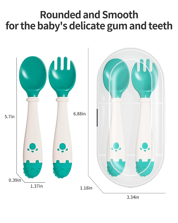 Deejoy Toddler Utensils with Travel Safe Case, Silicone Baby Spoons and Fork Set - Image 6
