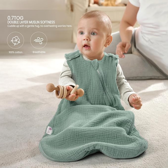 lulumoon Sleep Sack Muslin for Baby: Cotton Wearable Blanket for 3-9 Months - Image 8