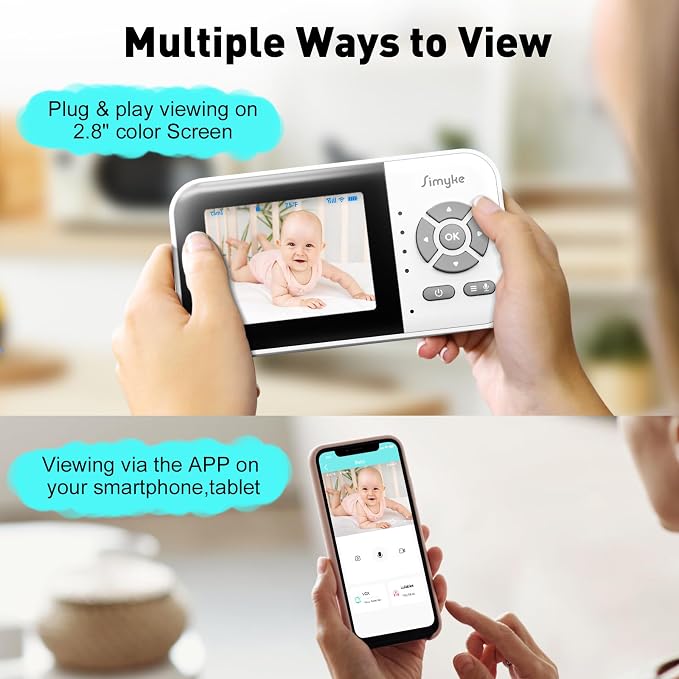 Upgrade Video Baby Monitor, WiFi Baby Camera, 2.8" Display and App Control - Image 2