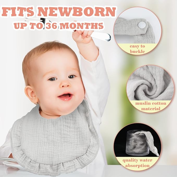 24 Pcs Muslin Baby Bibs Unisex Soft Muslin Drool Bibs Adjustable Baby Bandana - Image 3