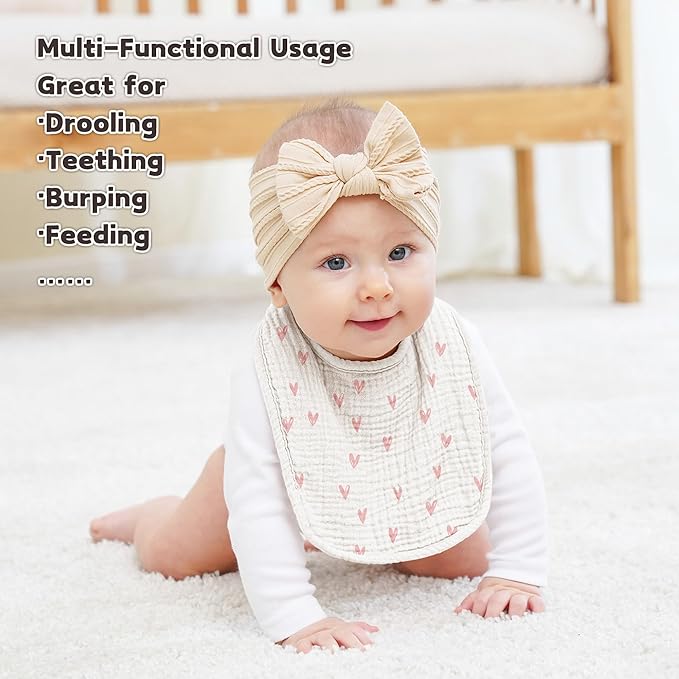 Susurration Muslin Baby Drool Bibs 6Pack Soft Square Adjustable Baby Bandana - Image 2