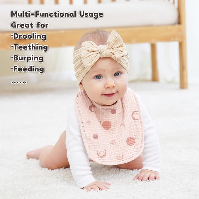 Susurration Muslin Baby Drool Bibs 6Pack Soft Square Adjustable Baby Bandana - Image 3