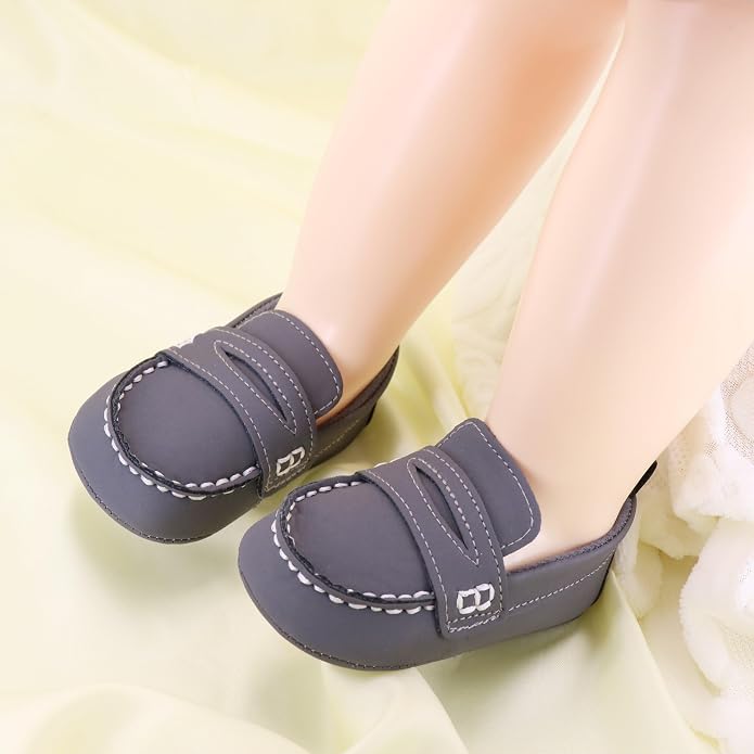 LONSOEN Baby Girls Boys Loafers Prewalker Dress Crib Shoes - Image 3