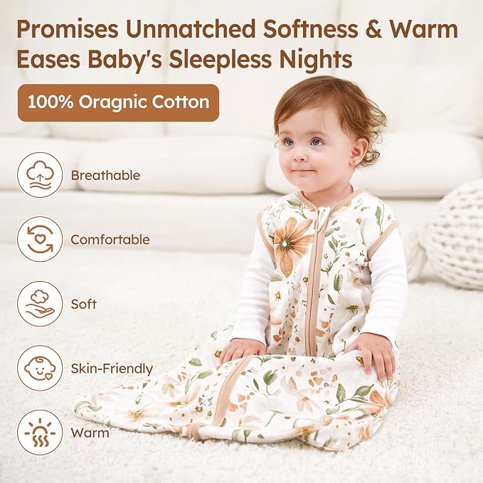 Baby Sleep Sack 6-12 Months 100% Cotton Lightweight 0.5 TOG Wearable Blanket - Image 2