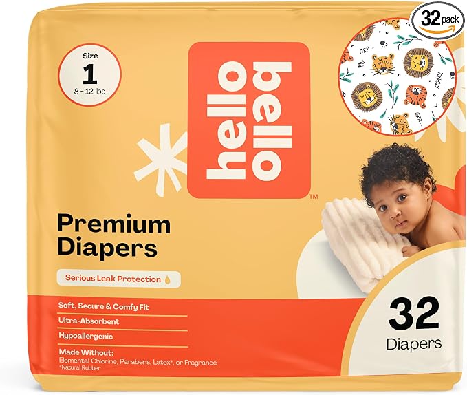 Hello Bello Diapers, Size 1 Wild Cats, Hypoallergenic by HelloBello