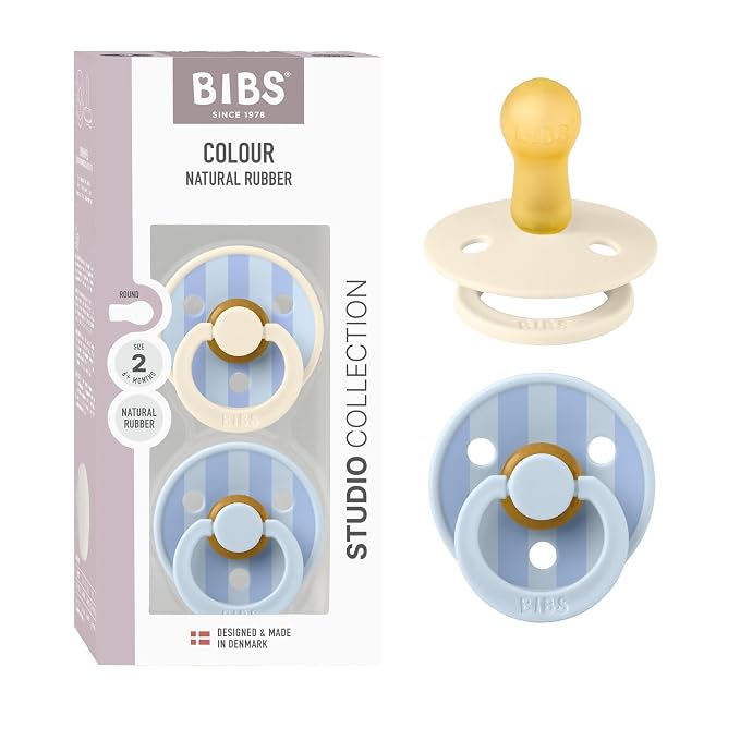 BIBS Pacifiers - Studio 2 Pack | Round Nipple Baby Pacifier | BPA Free Natural by BIBS