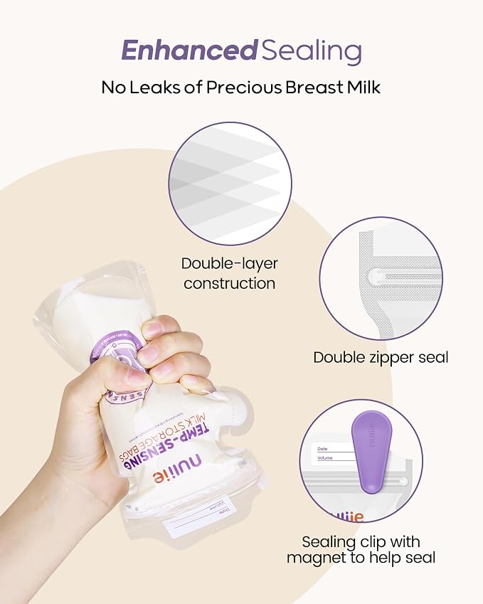 Nuliie 60pcs Temp-Sensing Breastmilk Storage Bag, Huge Temp-Sensing Icon & - Image 4