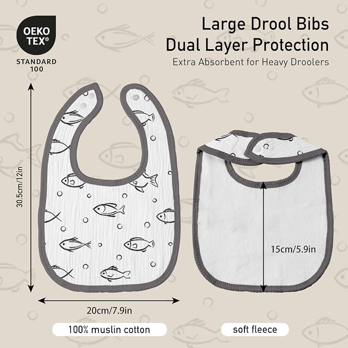 GLLQUEN BABY Muslin Drool Bibs for Boys Girls 8 Pack, Adjustable Baby Bibs for - Image 3