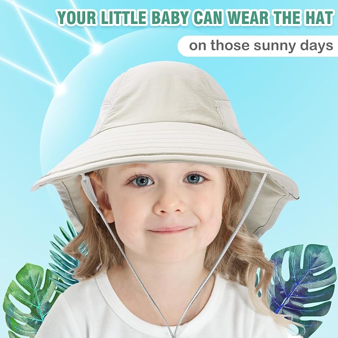 XIAOHAWANG Girls Sun Hat Baby Beach Hats Boys UPF 50+ Kids Summer Protection - Image 5