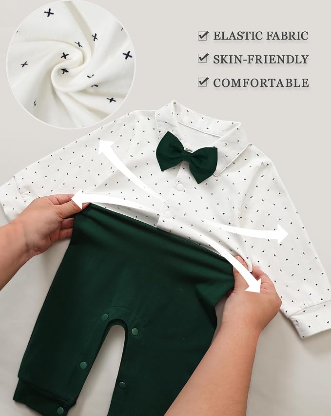 Baby Boy Clothes Gentleman Baby Suit Long Sleeve Romper+Vest+Bow Tie+Corsage - Image 5