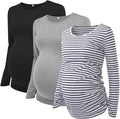 Ecavus Women's Maternity Shirts Long Sleeve Soft Stretchy Pregnancy Tops Side by Ecavus