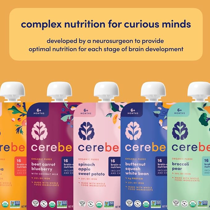 Cerebelly Organic Baby Food Pouches, Carrot Chickpea Purees, 16 Nutrients - Image 7