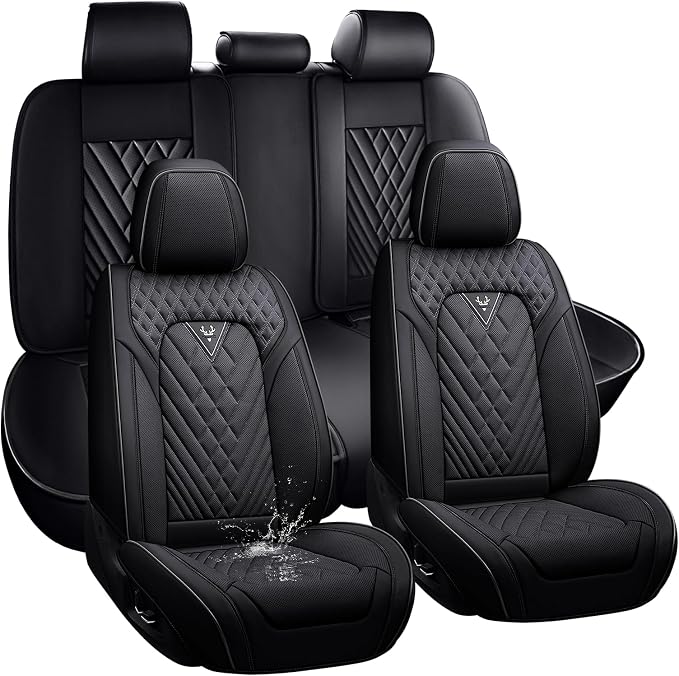 Car Seat Cover Full Set, Waterproof Leather Seat Cover, Front and Rear Auto by Unknown