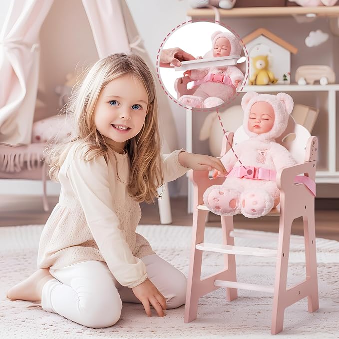 ROBOTIME High Chair for Pretend Play, Wooden Baby Doll Furniture - Image 6